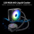 thumbnail image 2 of 120 RGB AIO CPU Enfriador de líquido PWM Ventilador Cabezal de bomba de cobre Aletas de al Abanopi Radiador, 2 of 3