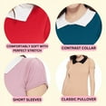 thumbnail image 3 of YEMAK Women's Classic Contrast Collar Short Sleeve Knit Pullover Sweater MK3591-TAN/BLK-M, 3 of 8