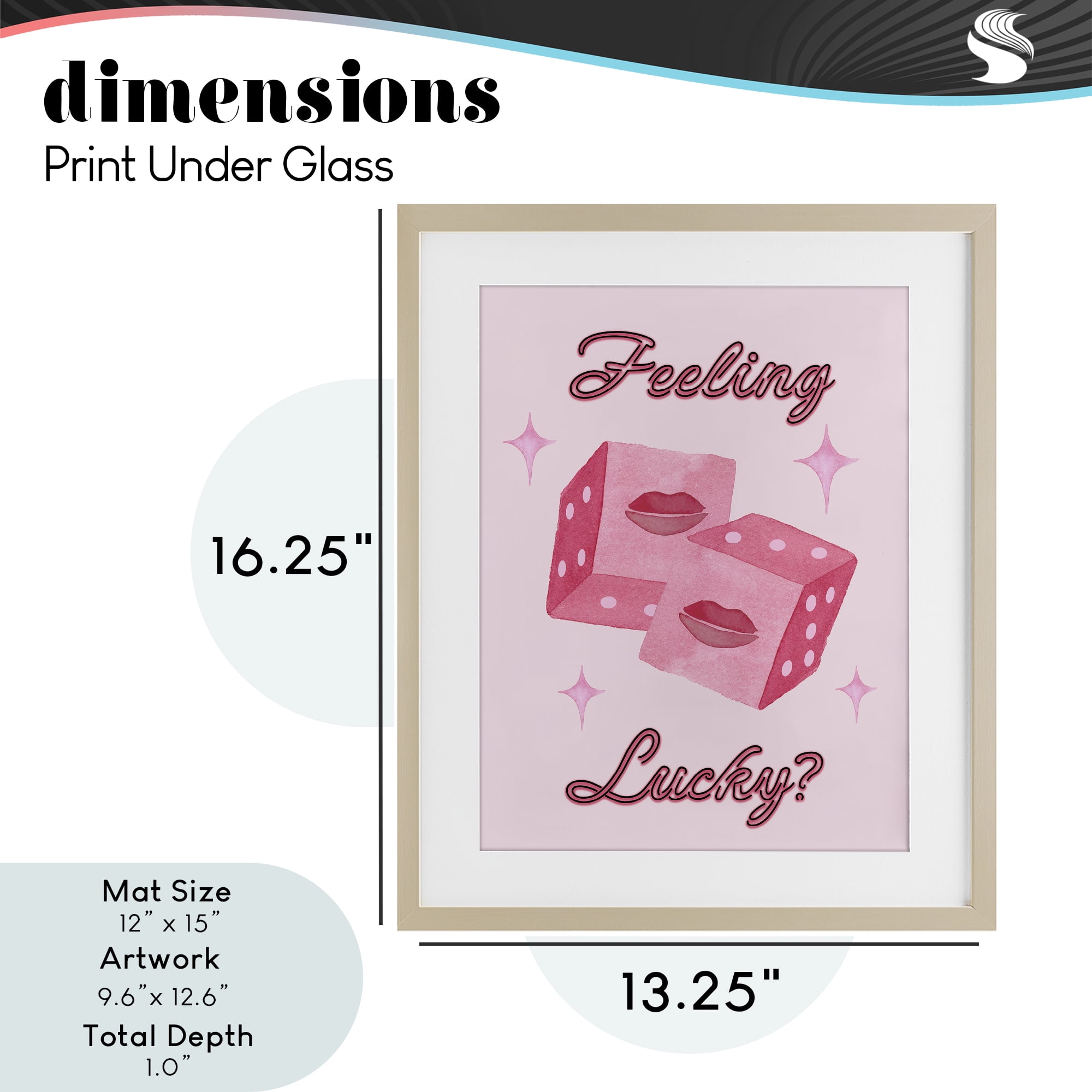 Feeling Lucky? Dice Birch Framed Print Under Glass, design by Nina Jacobs