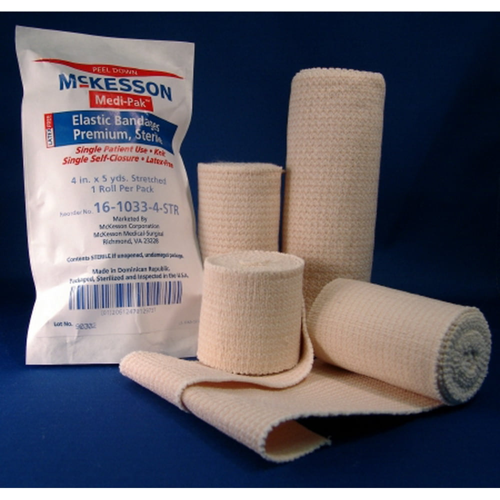 McKesson Elastic Bandage 4 Inch X 5 Yard Hook and Loop Closure Sterile