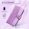 thumbnail image 2 of ULAK Wallet Case for iPhone 13 for Women Girls, Kickstand Phone Case with Card Holder for Apple iPhone 13 6.1 inch 2021, Bling Purple, 2 of 9