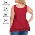 thumbnail image 5 of ANYFIT WEAR Plus Size Camisole with Built in Bra Padded Tank Tops for Women Flowy Sleeveless Summer Tops with Lace Hem Wine,4XL, 5 of 7
