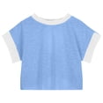 thumbnail image 6 of Zanarzt Girls Fashion Crewneck Short Sleeve T Shirt Girls Athletic Oversized Crop Tops Kids Drop Shoulder Short Sleeve T Shirts Workout Tees 13-14 Years,Blue, 6 of 7
