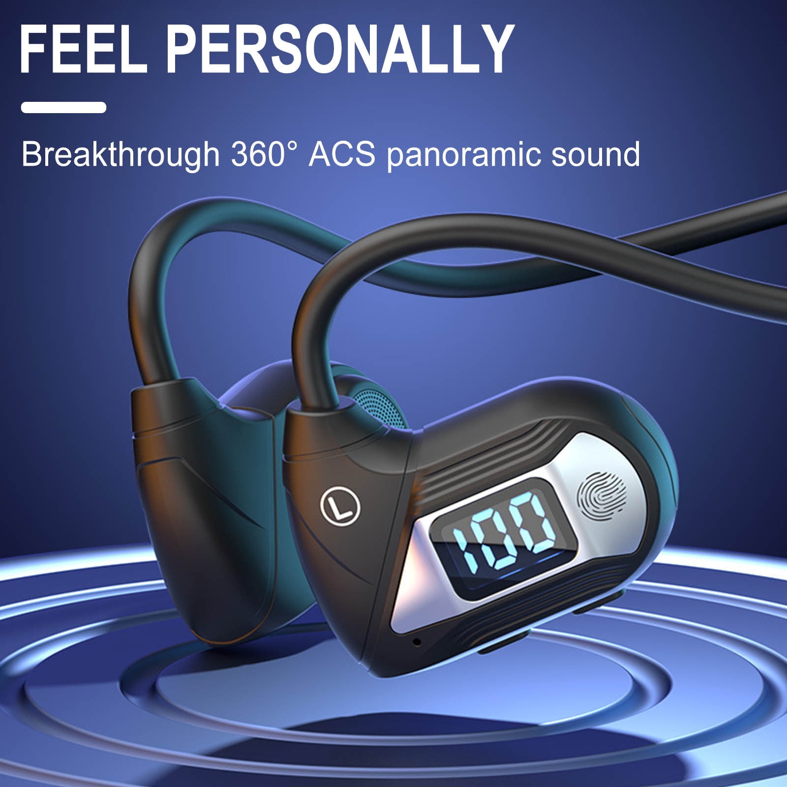 ClearanceBone Conduction Headphones Bluetooth, Open Ear Wireless Headset with Mic, Sweat Resistant Earbuds for Runnig Workout Hiking Running Fitness Walking94e