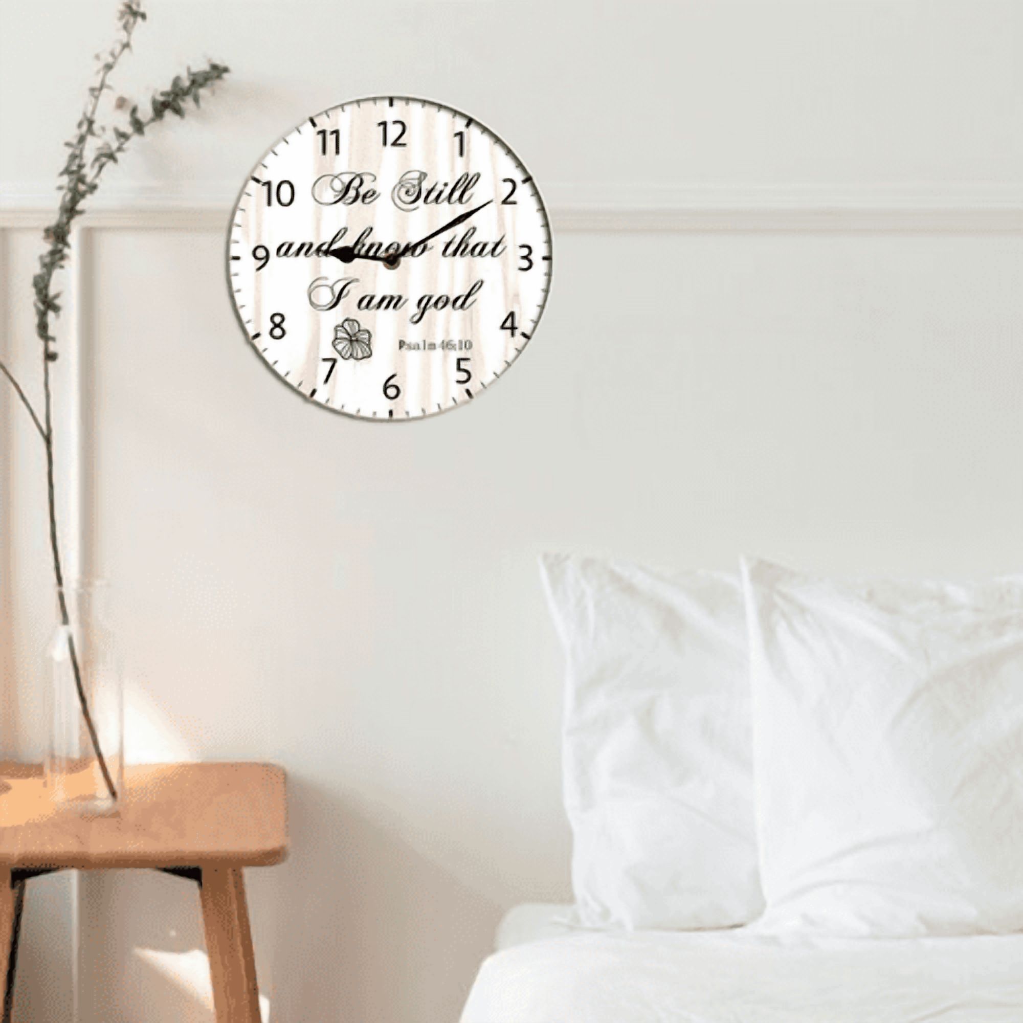 Kurmntregon Christian Wall Clock Be Still And Know That i Am God Religious Bible Verse Jesus Inspirational Quote Scripture Silent Non-Ticking Decorative Clock Home Decorative Round 10"
