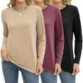 thumbnail image 3 of Zeagoo Long Sleeve T Shirt Women Casual Fall Crewneck Basic Shirts Loose Fit Solid Tops, 3 of 6