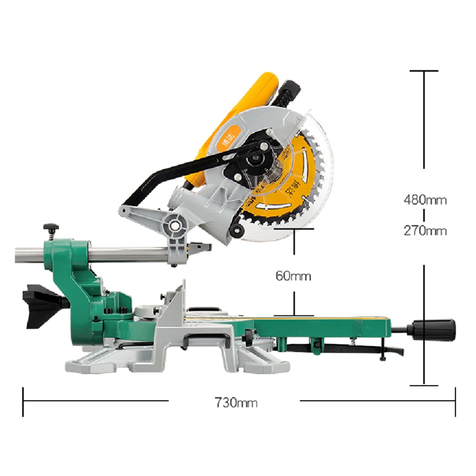 Upgraded 7-inch rod miter saw with extended guide rail multi-function miter 45 degree woodworking tool aluminum sawing machine