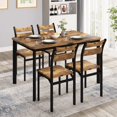 thumbnail image 2 of Stmoze Wooden Dining Table Set for 4, 5 Pieces Rectangle Kitchen Table and Chairs Set, 4-Person Dining Room Set with 4 Backrest Dining Chairs, Modern Dining Set for Small Space, Rustic Brown, 2 of 4
