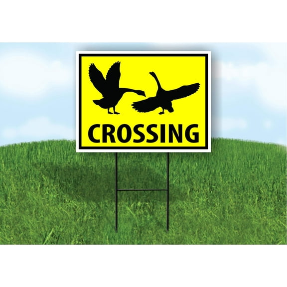 Double Sided Sign GOOSE GEESE CROSSING XING YELLOW Yard Sign ROAD SIGN with Stand