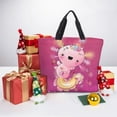 thumbnail image 5 of Lafuoo Cute Pink Axolotl A Pattern Single Shoulder Convenience Bag, Large Capacity Zippered Handbag for Shopping, Unisex-One Size, 5 of 7