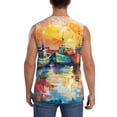 thumbnail image 4 of Lsque Colorful Fishing Boats Print Men's Cotton Blend Sleeveless Muscle Shirts (S-3XL)- Moisture Wicking, Odor Protection, UPF 30+,X-Large, 4 of 8