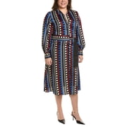 Marella womens Plus Tie Waist Shirtdress, 2, Blue