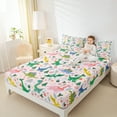 thumbnail image 4 of Manfei Teens Kawaii Dinosaur Queen Sheet Sets, Merry Christmas Flat Sheet, Cute Cartoon Animal Queen Fitted Sheet, Microfiber Bedroom Decor, 4pcs, 4 of 7