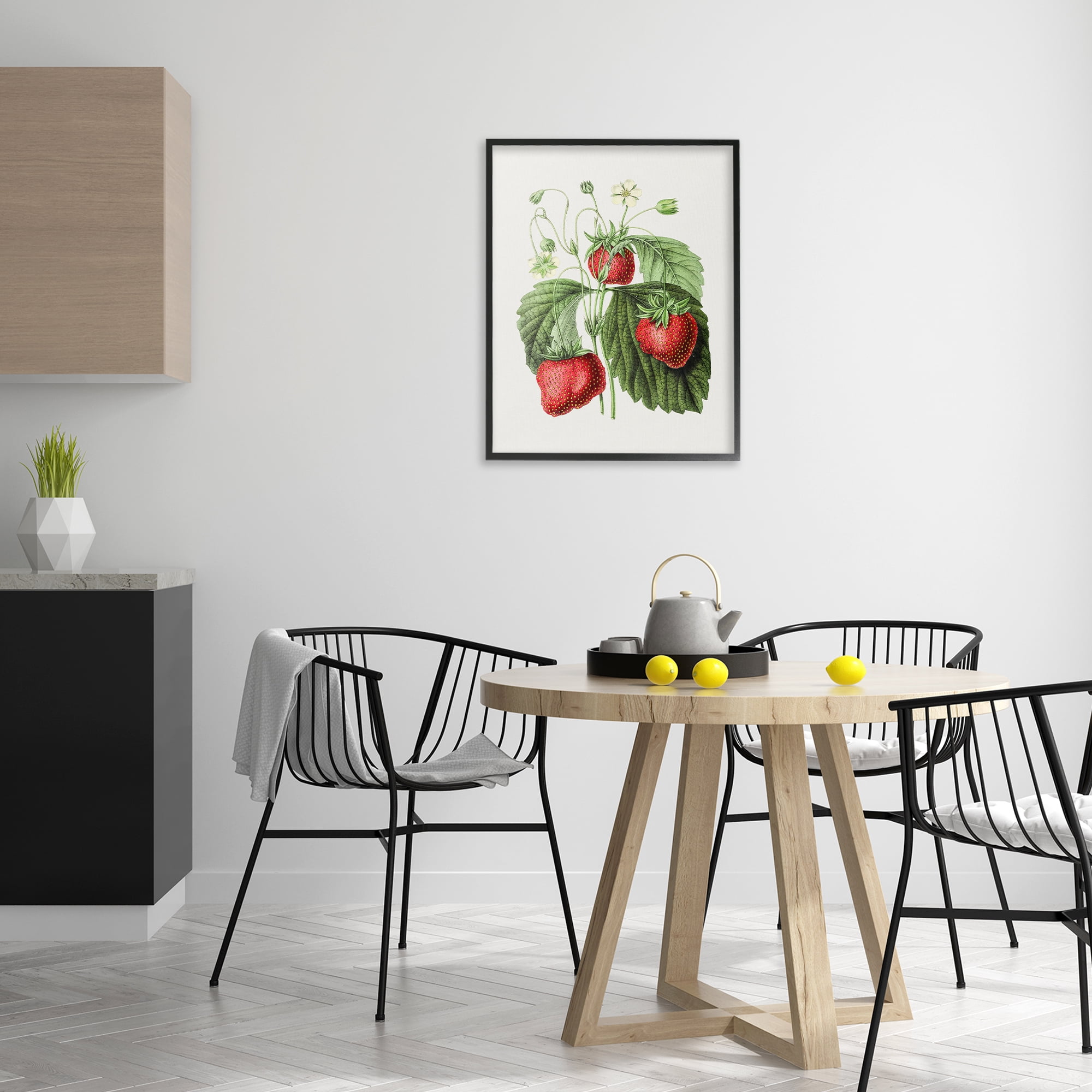 Stupell Industries Vintage Strawberries Study Food & Beverage Painting Black Framed Art Print Wall Art, 24 x 30