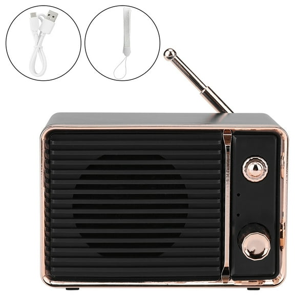 Portable Retro TV Styling Wireless Bluetooth Speaker USB Stereo Subwoofer MiNi speaker (Black)