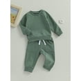 thumbnail image 4 of Elippeo Baby Boy 2 Piece Outfits 6M 12M 18M 24M 3Y Solid Color Long Sleeve Sweatshirt and Elastic Pants for Toddler Fall Tracksuit, 4 of 10