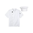 thumbnail image 5 of TiaoBug Mens Womens Kitchen Work Uniform Shirts Short Sleeve Chef Coat Restaurant Cook Jacket with Hat White 4XL, 5 of 7