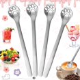 thumbnail image 1 of 4 Piezas Gato Cuchara de Acero Inoxidable Cubiertos, Juego de cucharas de postre, Cuchara De Café Pata De Gato, Para Postres, Helados, Entrantes, Postres, Café, 1 of 5