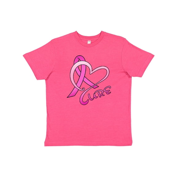 Inktastic Cure- Breast Cancer Awareness pink ribbon Youth T-Shirt