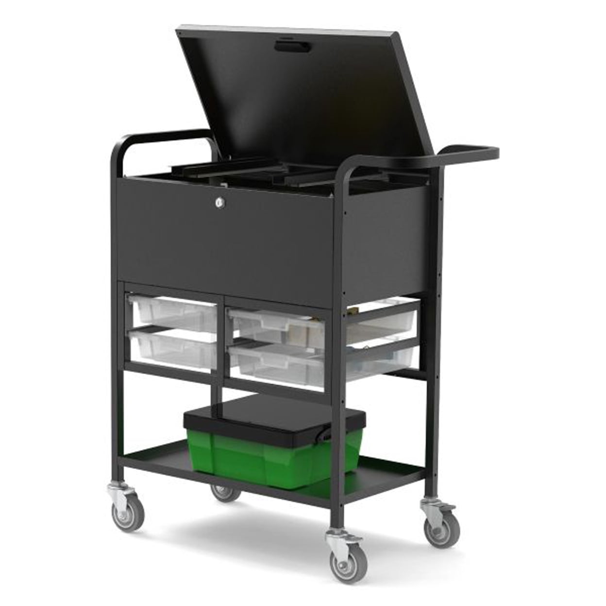 Home Office Modern File Cart With Locking Cabinet And Storage Bins