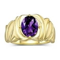 thumbnail image 1 of RYLOS Bagues pour Femmes Bague en Argent Plaqué Or 14K Solitaire Pierre Précieuse Ovale 9x7 mm avec Anneau Fini Satiné Bijoux Améthyste de Février Taille 9, 1 of 7