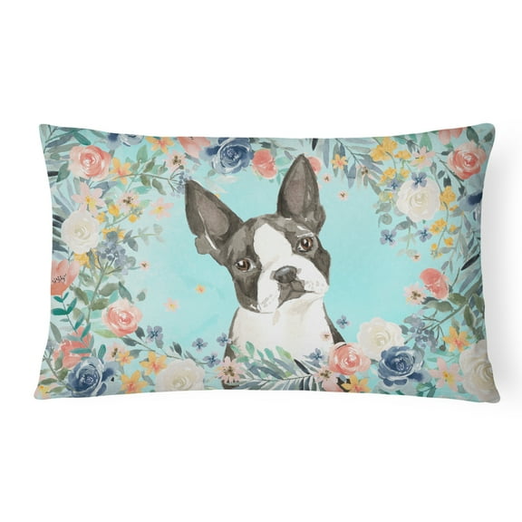 Carolines Treasures CK3433PW1216 Boston Terrier Canvas Fabric Decorative Pillow 12H x16W multicolor