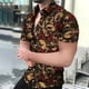 thumbnail image 4 of Camisa para hombre estilo hawaiano con estampado de calavera de terror, flores, cuello abatible, un solo botón, informal, para playa y resort, novedad de 2024, 4 of 5