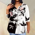 thumbnail image 2 of ADSSDQ 3/4 Sleeve Plus Size Tunics For Women With Pocket Ethnic Floral Hawaiian Shirt Summer Work Tops Sexy V Neck Elbow Length Womens Tees Fall Teacher Sweatshirt Pink 2XL, 2 of 5