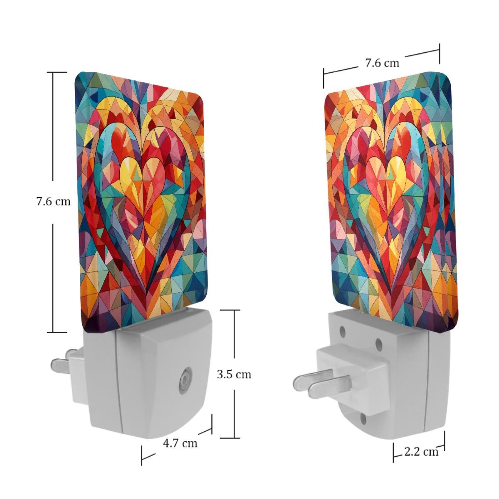 PhooArto Love Heart Geometry Pattern Plug in LED Night Light Auto Sensor Dusk to Dawn Decorative Night for Bedroom, Bathroom, Kitchen, Hallway, Stairs, Baby's Room, Energy Saving