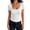 White #34, variant on Women Y2K Lace Patchwork Pointelle Crop Tshirt Short Sleeve Scoop Neck Fitted Girls Tee Tops Summer Wine S