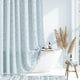 thumbnail image 1 of Dynamene Cortinas de ducha extralargas de 96 pulgadas de largo, cortinas de ducha de tela a rayas geométricas bohemias para baño, juego de cortinas de ducha de tela impermeable con 12 ganchos, azul ni, 1 of 5