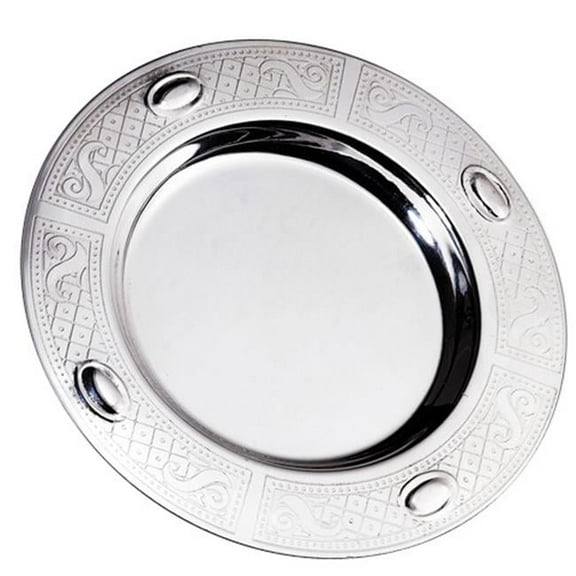 Elygant  58054C 925 Sterling Silver Coated Kiddush Tray with Eye Frame Design  5 in.