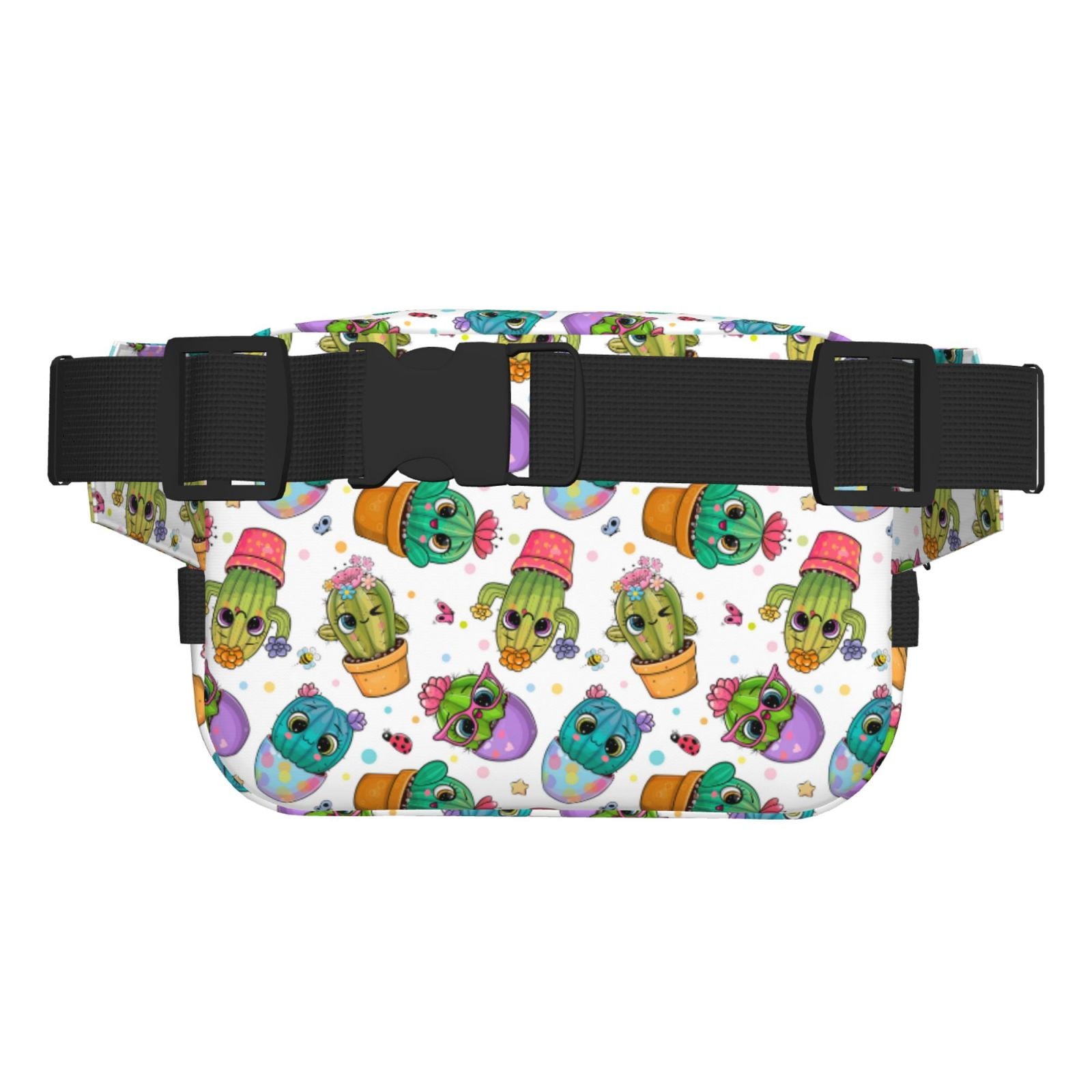 Picia Cactus And Insects Print Square Double-Layer Waist Bag Mini Adjustable Waist Belt Bag Exercise Running Travel Hiking
