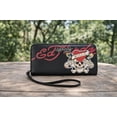 thumbnail image 2 of Ed Hardy Women’s Zip Around Wallet with Wrist Strap, Love Kills Slowly Graphic, Black, 2 of 4