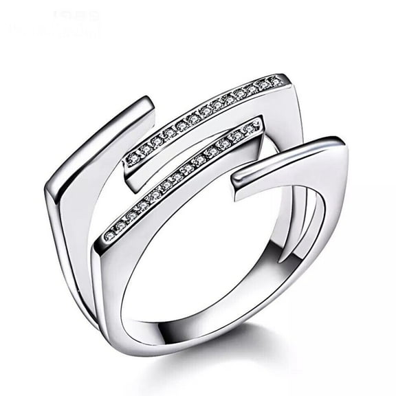 Multi Row Open Engagement Ring For Women's Gift 1.8 Ct Diamond 14K White Gold Over