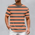 thumbnail image 2 of Big and Tall Shirts for Men European Color Blocked Striped Navy Sailor Striped Men Casual Loose Comfortable Trendy Summer Beach Round Neck Short Sleeved T Shirt Mens V Neck T Shirts Thick Pack 2XL, 2 of 6