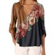 thumbnail image 3 of Blusa Camisa con cuello en V y estampado floral Blusa suelta de manga larga Top de mujer, Café, M Monstrate AP002021-42, 3 of 5