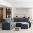 thumbnail image 2 of EUROCO 2000LBS 84" Modern U Shaped Sectional Sofa Set, 6 Seat Velvet Upholstered Corner Couch with Ottoman, Armrest Pillow, Indoor Furniture for Living Room, Apartment, Office, Gray, 2 of 10