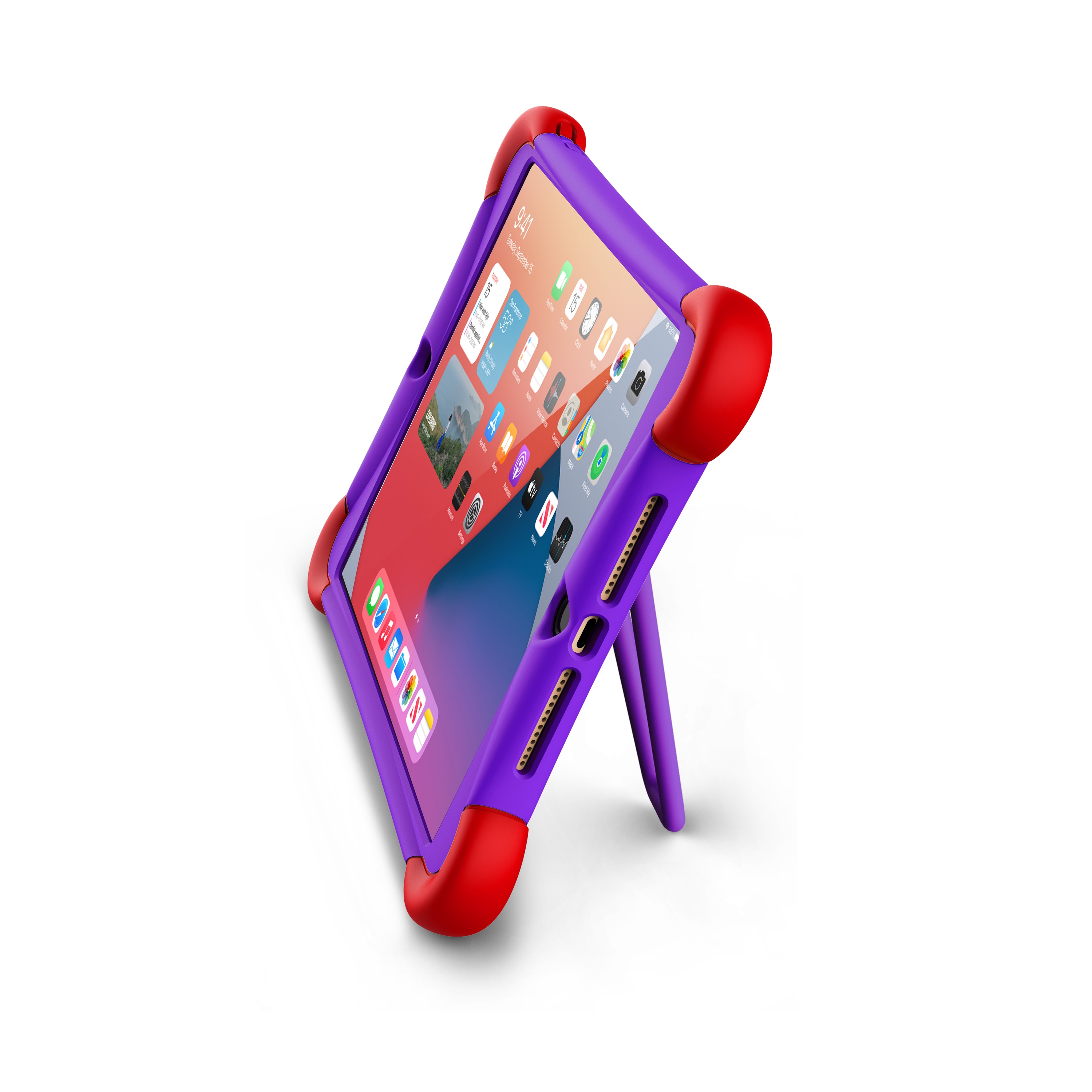 ME Silicone Protective Case with Built-In Stainless Steel Kickstand for iPad 10.2 9th Gen (2021 Release), 8th Gen (2020 Release) and 7th Gen (2019 Release) in Purple