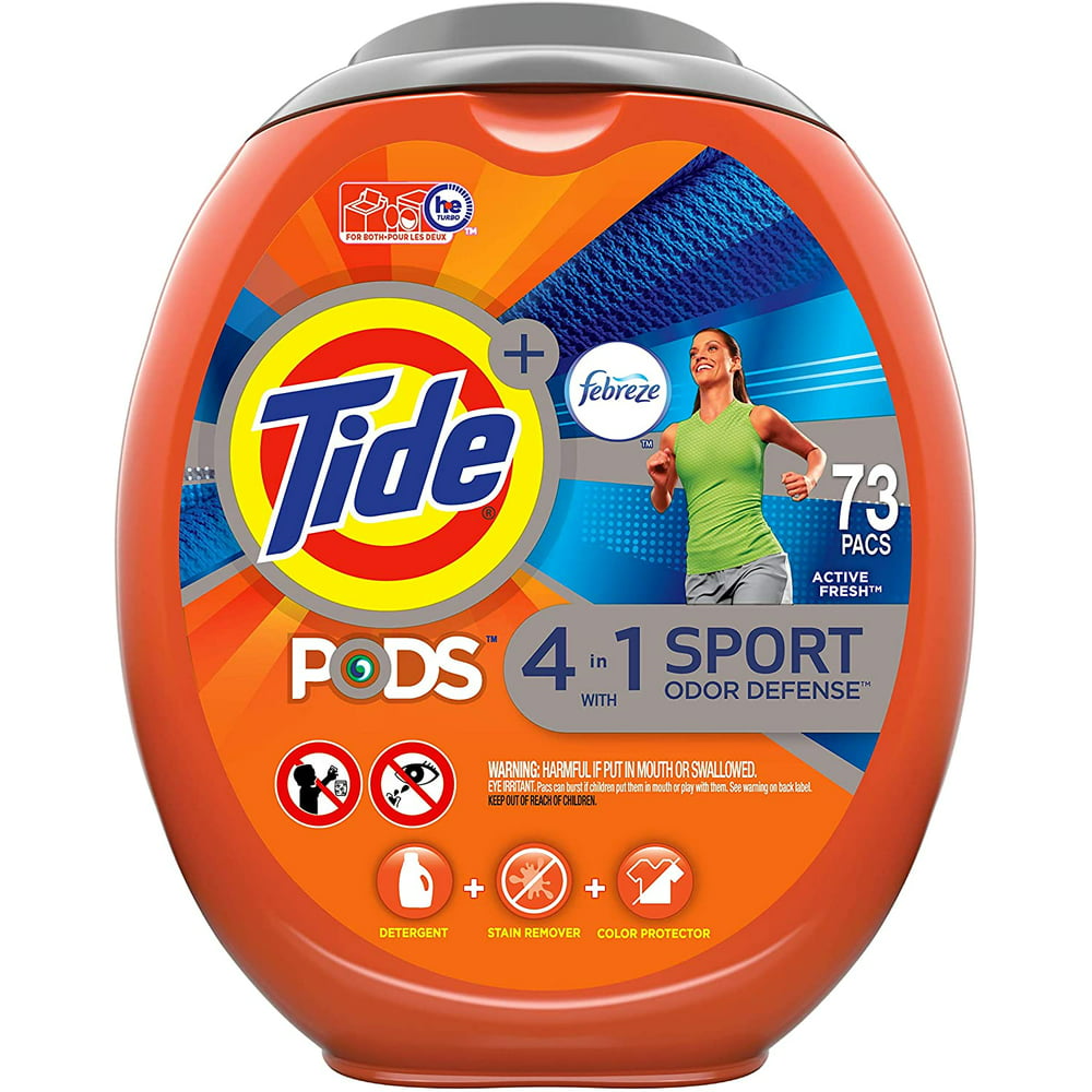  PODS 4 in 1 Febreze Sport Odor Defense, Laundry Detergent Soap .