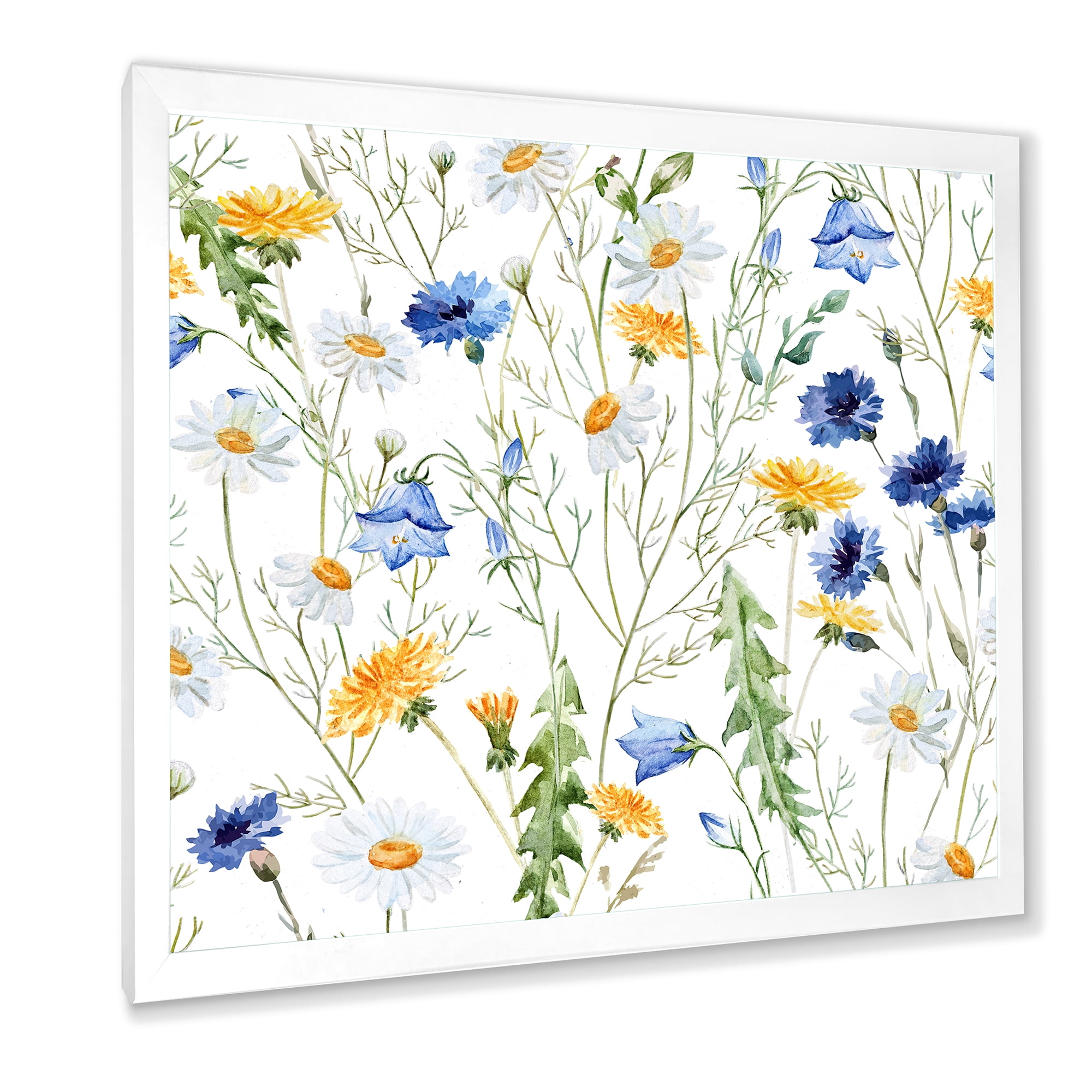 Designart 'Wildflowers Clover Bell and Chamomile II' Traditional Framed Art Print