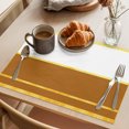 thumbnail image 3 of Modern Brown Gold Placemats Set of 4 Minimalist Geometric Yellow Striped Place Mats Indoor Wipeable Table Mats Washable Cloth Dining Table Placemats for Kitchen Holiday Party Home Decor 13x19 Inch, 3 of 9