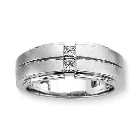 14K White Gold 1/5 ct. Princess Cut Diamond Men's Ring (Size-10.5)