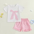 thumbnail image 2 of Toddler Kid Girl Clothes Heart Print Short Sleeves Top + Shorts 2PC Summer Outfit Set Kaprioy Toddler Girl Clothes 6M 12M 18M 24M 3T 4T 5T, 2 of 6