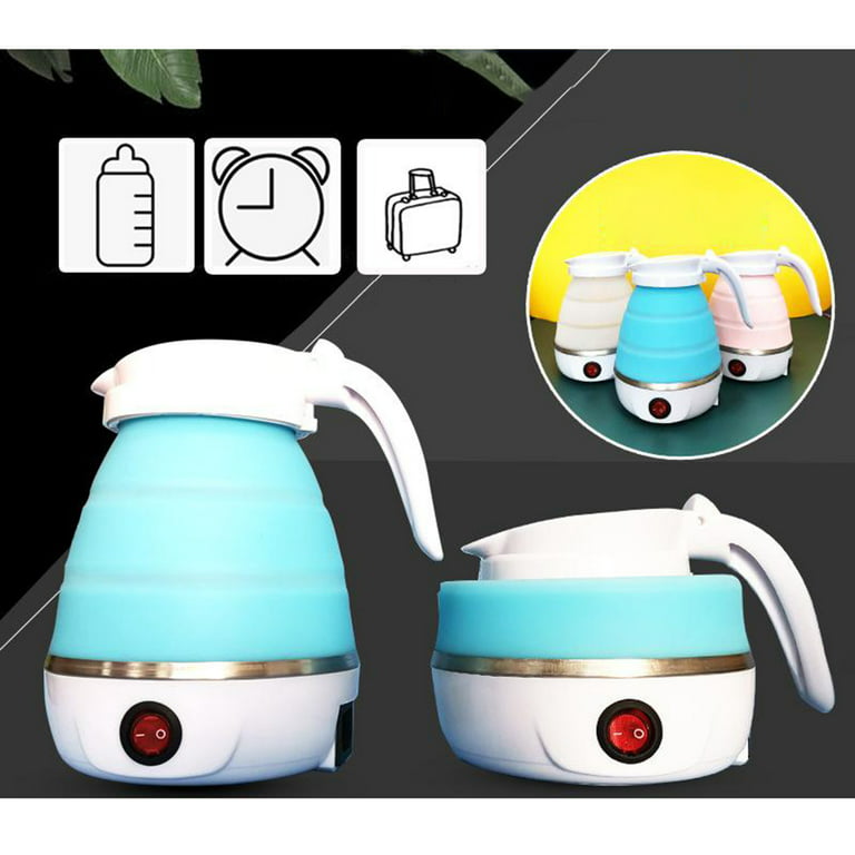 Travel Foldable Electric Kettle, Collapsible Food Grade Silicone Small  Kettle Boiling Water (US Plug Blue) 