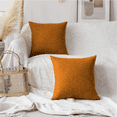 thumbnail image 6 of IM Lashes Square Throw Pillow Cover Solid Linen Decorative Cushion Covers Pillowcase Home Decor for Sofa Couch Bed Chair, 18x18innch/45x45cm, Orange, 6 of 7