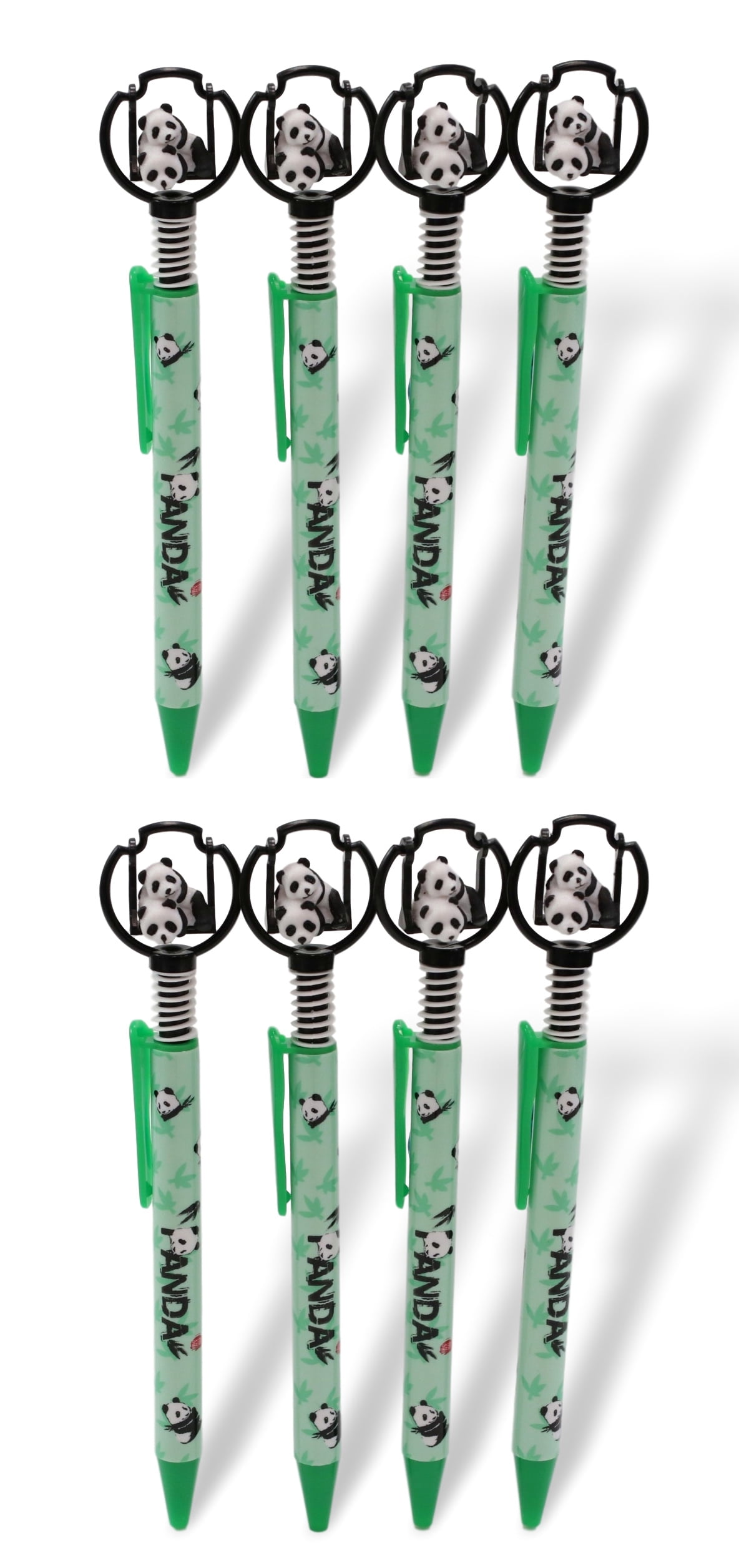 Pack Of 24 Panda Bear Cubs On Swing Green Ballpoint Ball Black Ink Pens W/ Base