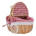 thumbnail image 2 of Canasta de Picnic, Canasta Tejida de Mimbre con Tapa y Revestimiento Extraíble para Dulces, Recolección de Huevos, Juguetes, Bodas, Picnics, Senderismo, 2 of 9