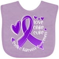 thumbnail image 3 of Inktastic Love, Care, Cure Cystic Fibrosis Awareness Purple Ribbon Boys or Girls Baby Bib, 3 of 4