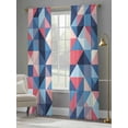 thumbnail image 4 of Blue Pink Abstract Art Sheer Curtains for Living Room Bedroom Geometric Modern Art Sheer Curtains 108 Inch Long 2 Panels Set Light Filtering Curtain Window Treatments Drapes for Dining Room, 4 of 6